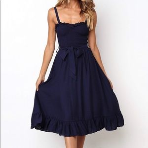 Blue ruffle midi dress